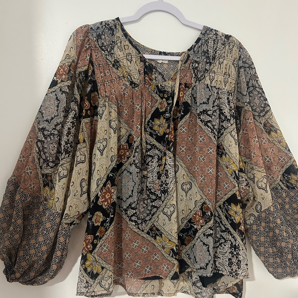 Maurices Multicolor Patchwork Blouse - image 3